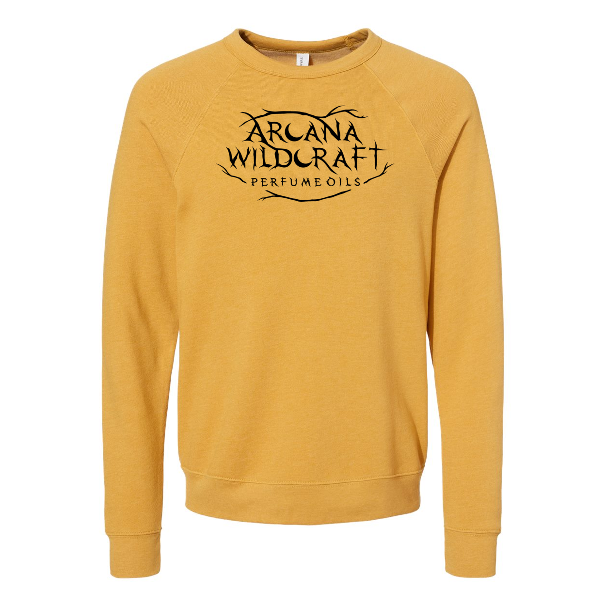 Arcana Logo Raglan Crewneck Sweatshirt, Gender Neutral Sponge Fleece XS-2XL