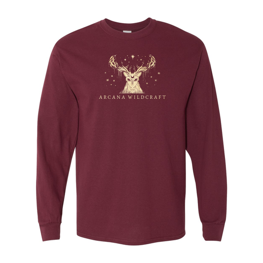 Deer Goddess Long Sleeved Tee, Gender Neutral Heavy Cotton S-3XL