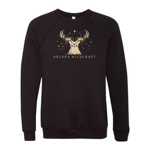 Deer Goddess Raglan Crewneck Sweatshirt, Gender Neutral Sponge Fleece XS-2XL