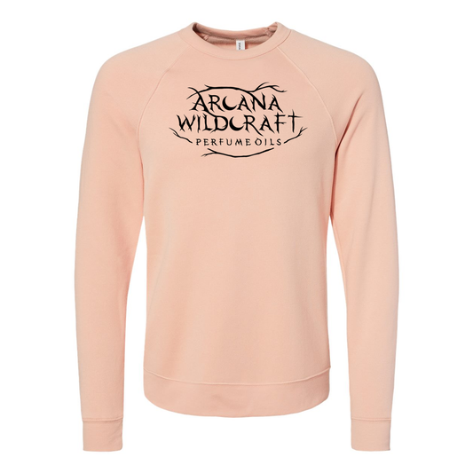 Arcana Logo Raglan Crewneck Sweatshirt, Gender Neutral Sponge Fleece XS-2XL